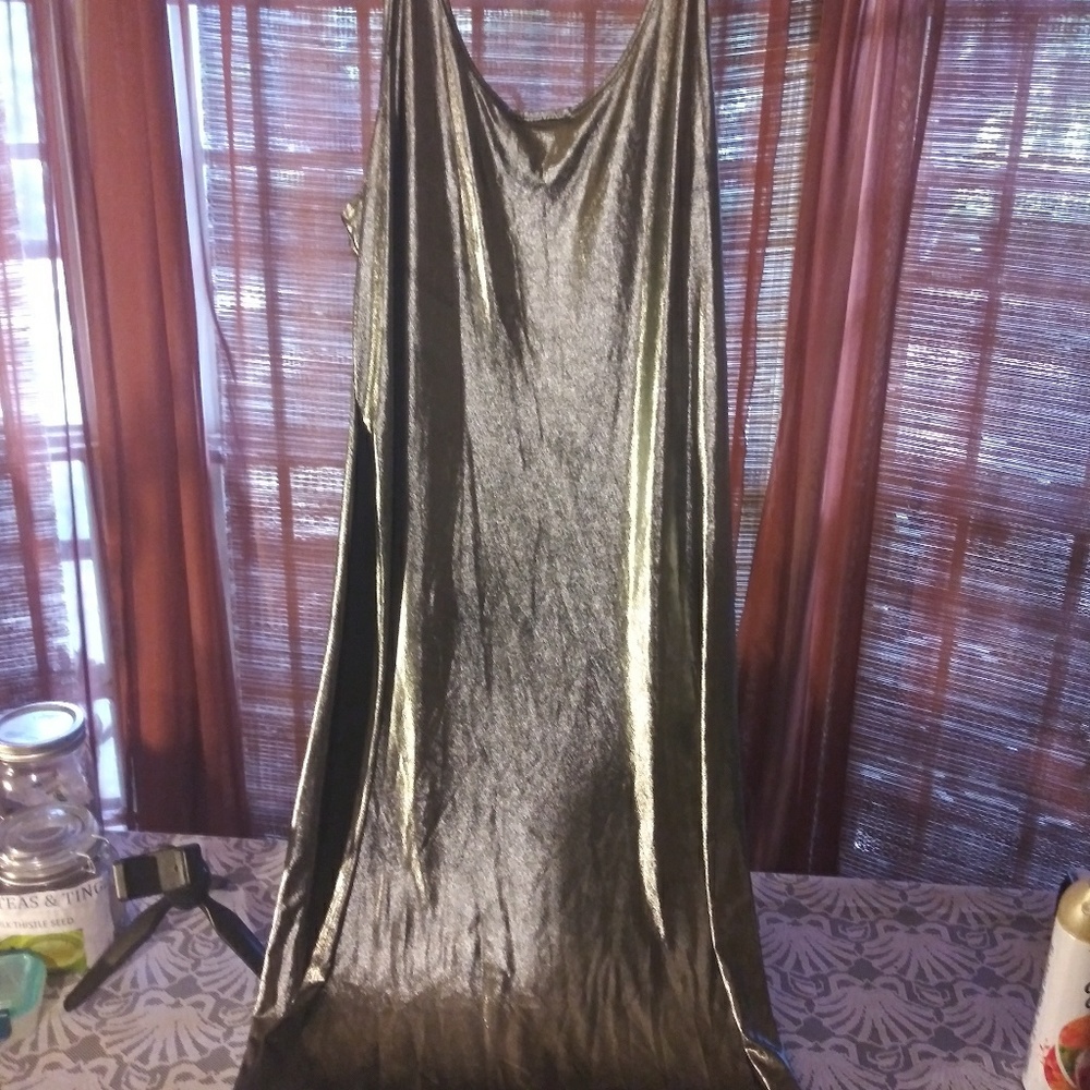 Silver spandex shimmer dress duster